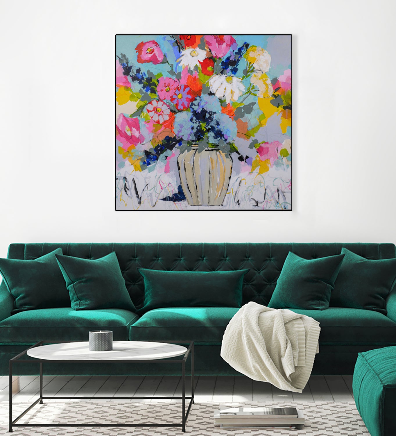 A Vibrant Floral No. 1 by Joan Curtis on GIANT ART - blue contemporary