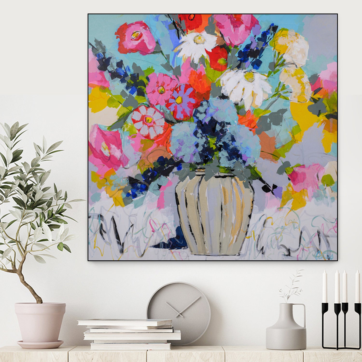 A Vibrant Floral No. 1 by Joan Curtis on GIANT ART - blue contemporary