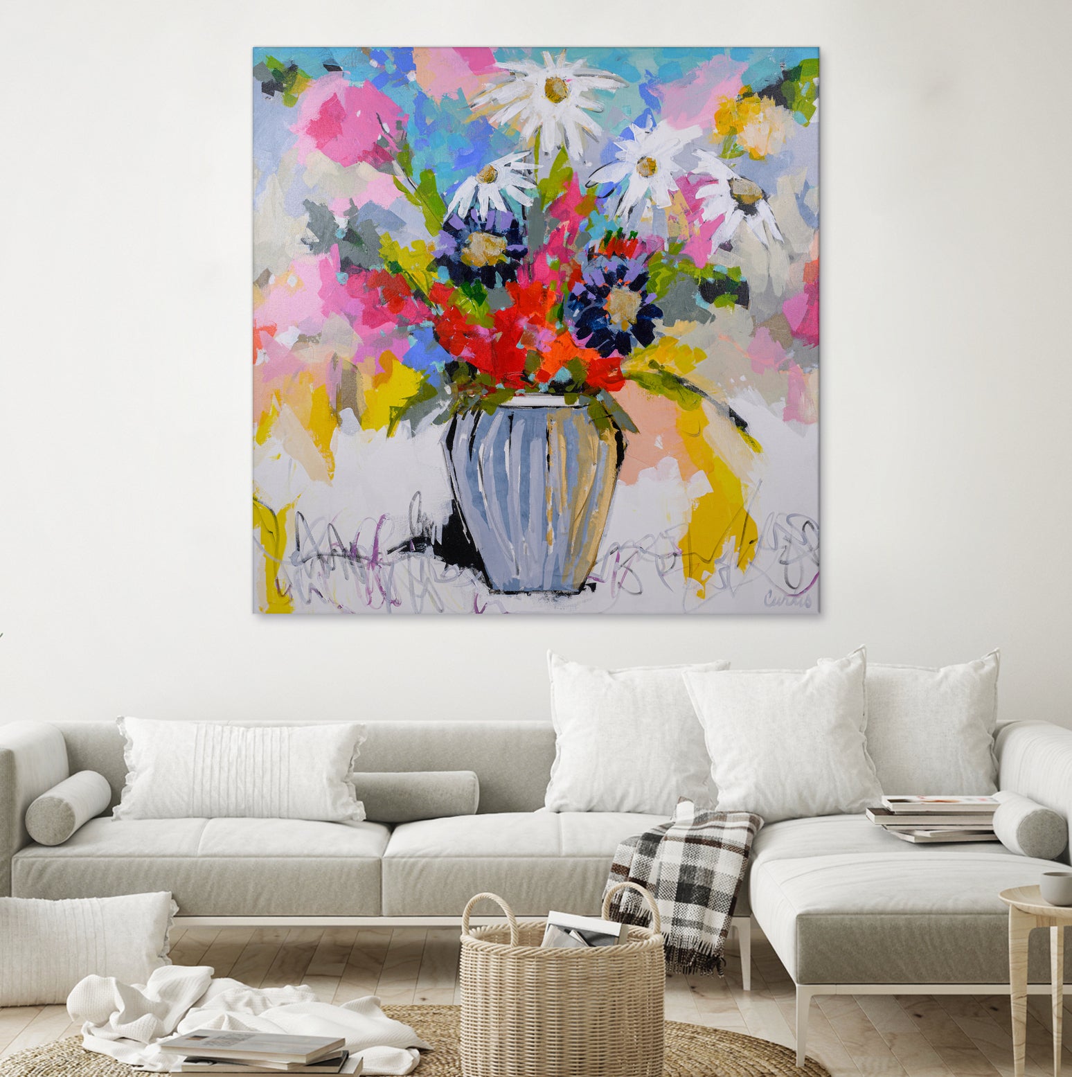 A Vibrant Floral No. 2 by Joan Curtis on GIANT ART - blue contemporary