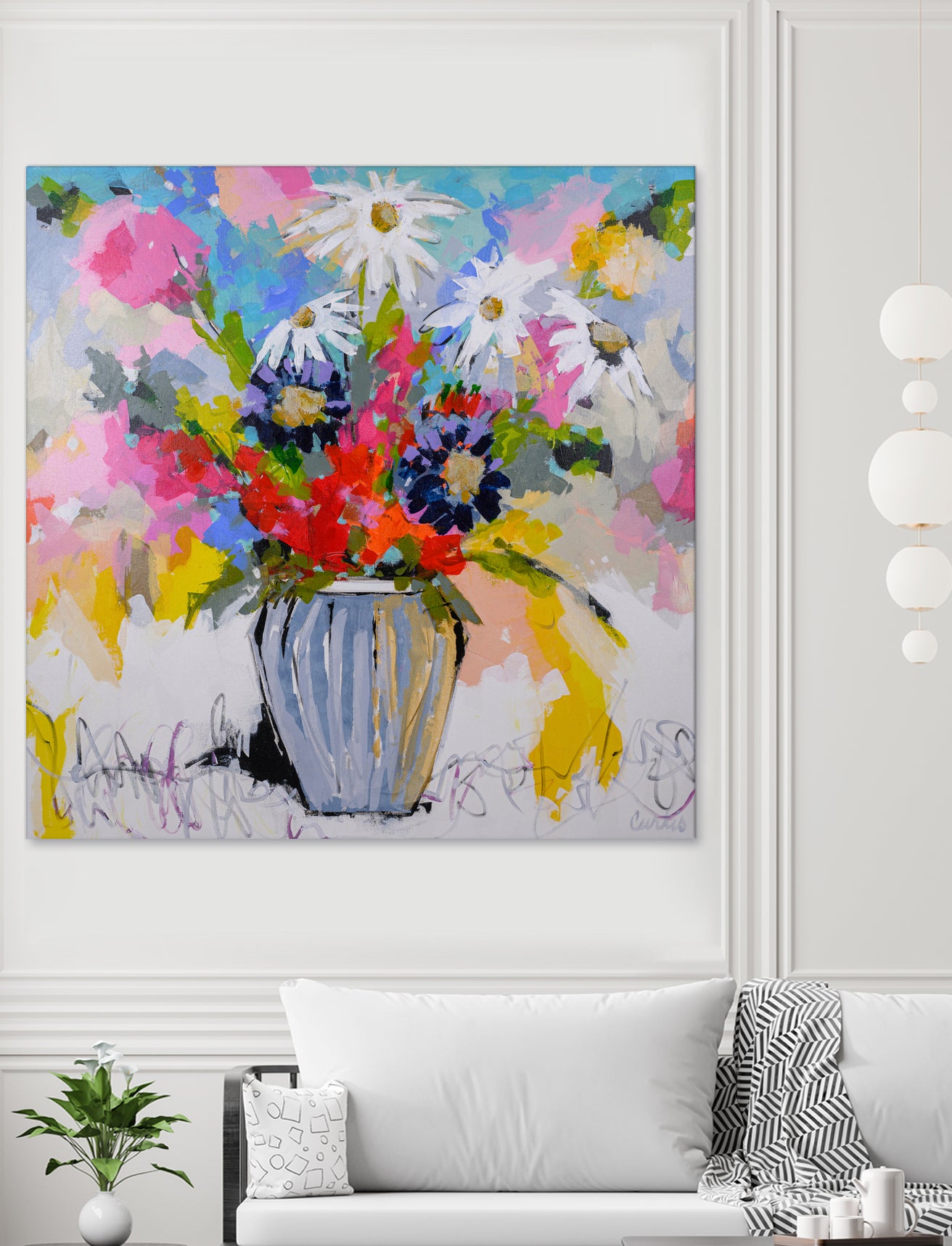 A Vibrant Floral No. 2 by Joan Curtis on GIANT ART - blue contemporary