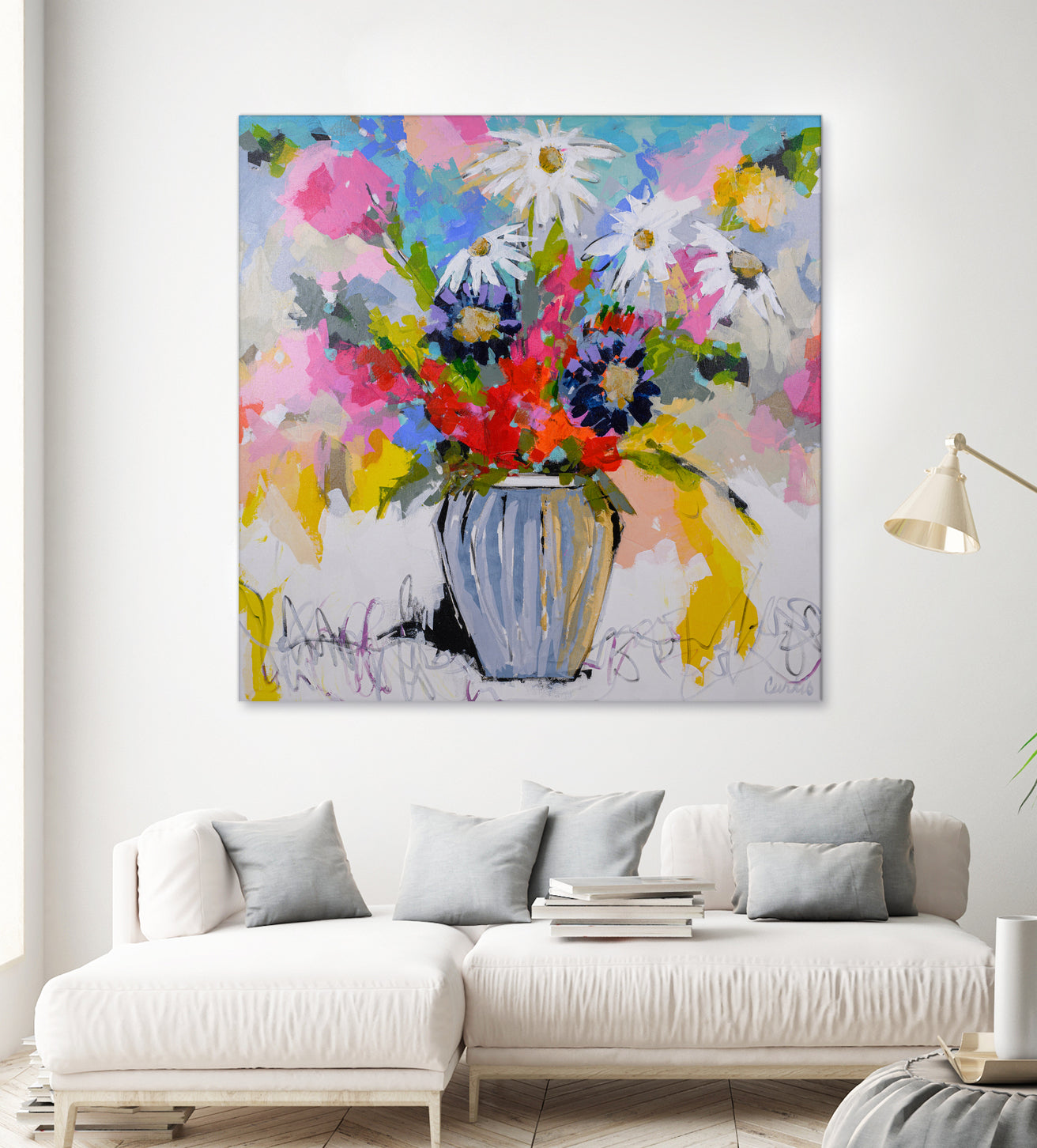 A Vibrant Floral No. 2 by Joan Curtis on GIANT ART - blue contemporary