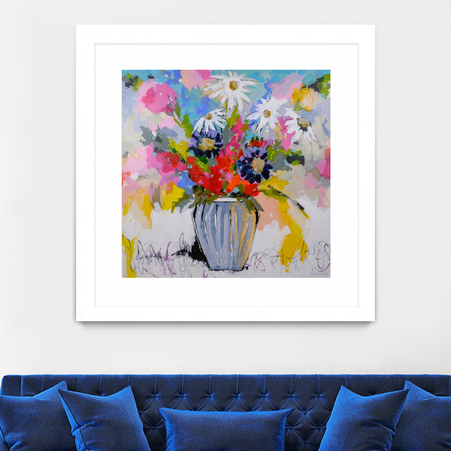 A Vibrant Floral No. 2 by Joan Curtis on GIANT ART - blue contemporary