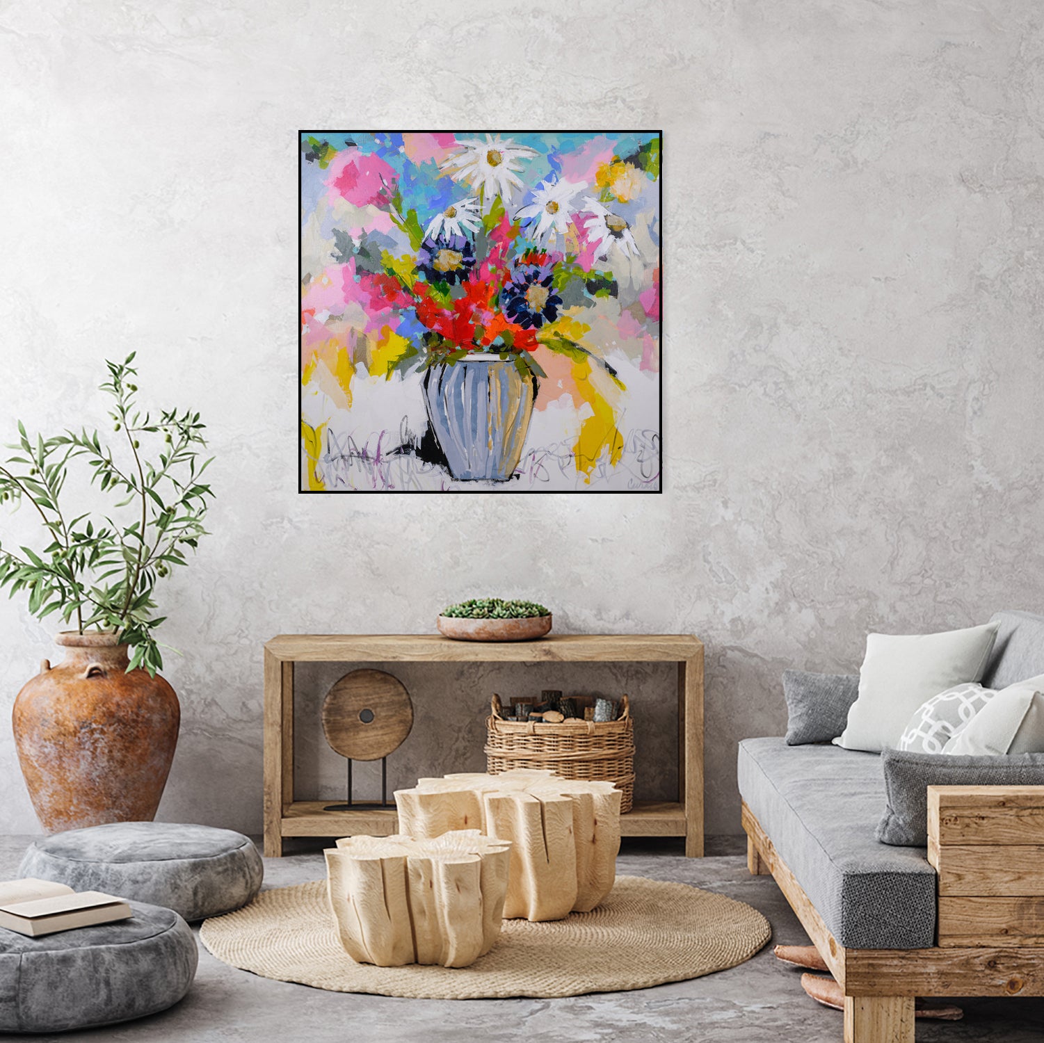 A Vibrant Floral No. 2 by Joan Curtis on GIANT ART - blue contemporary