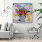 A Vibrant Floral No. 2 by Joan Curtis on GIANT ART - blue contemporary