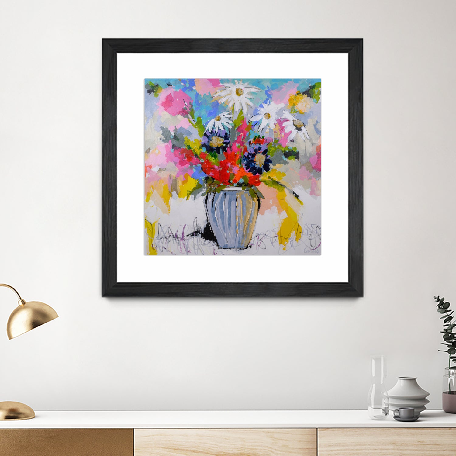 A Vibrant Floral No. 2 by Joan Curtis on GIANT ART - blue contemporary