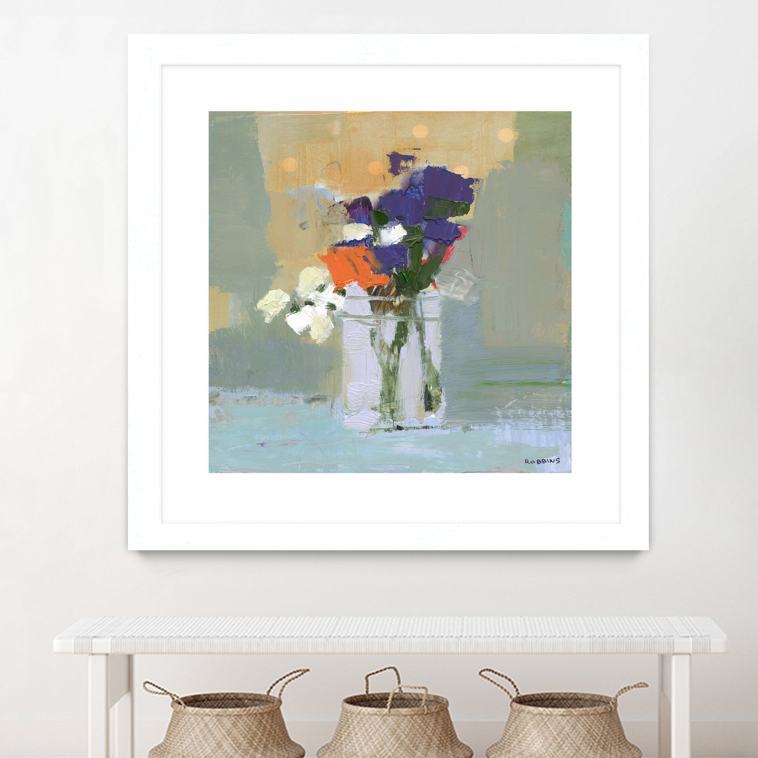 Bouquet With Polka Dots No. 8 by Kathleen Robbins on GIANT ART - gray contemporary