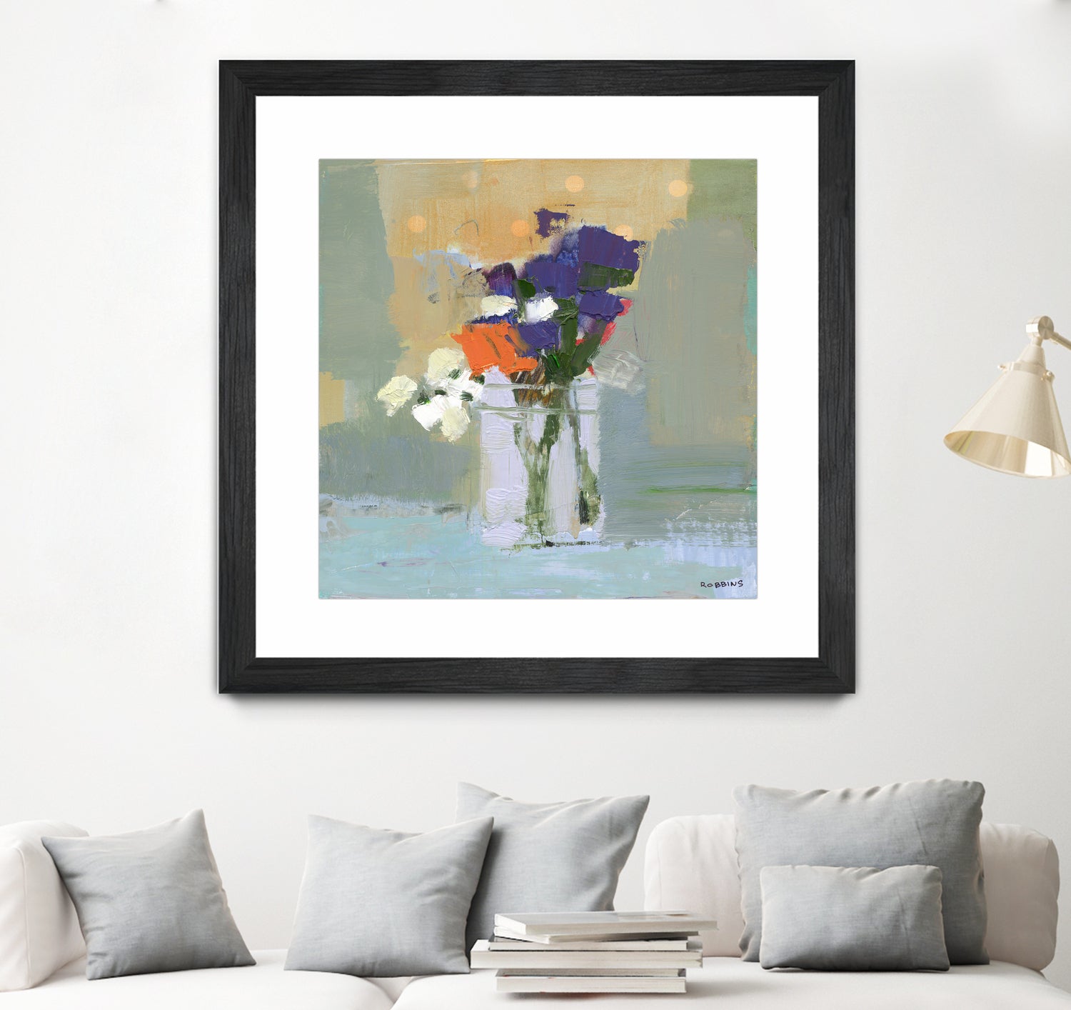 Bouquet With Polka Dots No. 8 by Kathleen Robbins on GIANT ART - gray contemporary