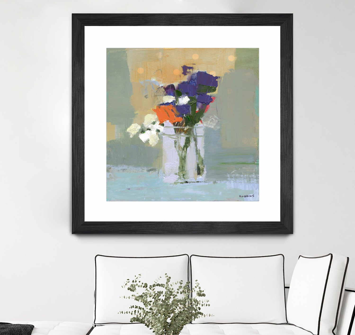 Bouquet With Polka Dots No. 8 by Kathleen Robbins on GIANT ART - gray contemporary