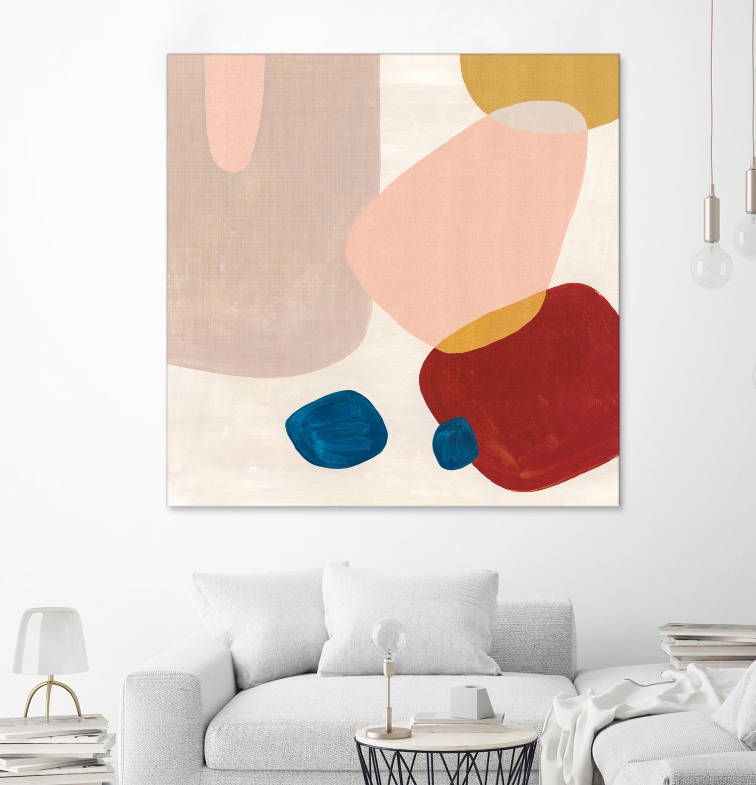 Pink Pebbles III by Eva Watts on GIANT ART - blue  shapes 