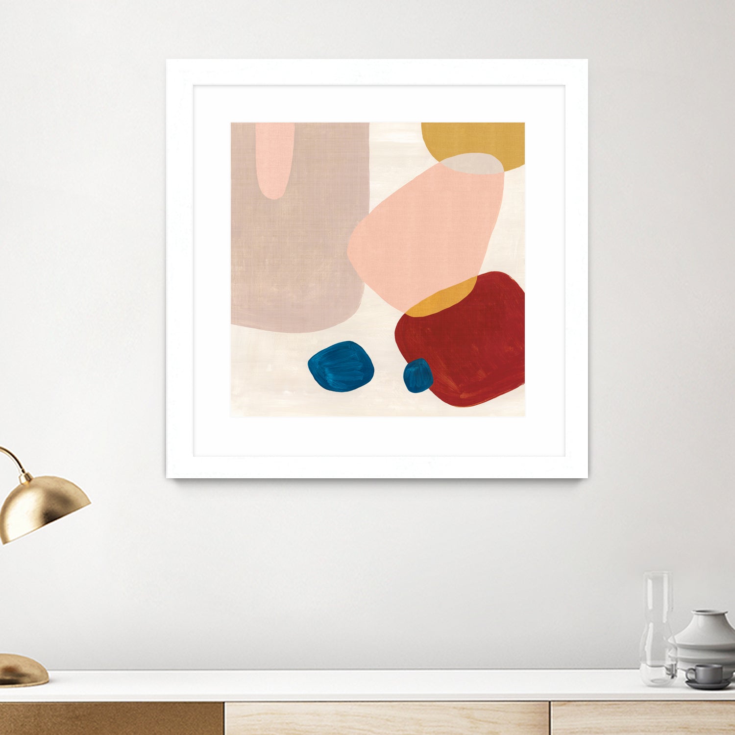 Pink Pebbles III by Eva Watts on GIANT ART - blue  shapes 
