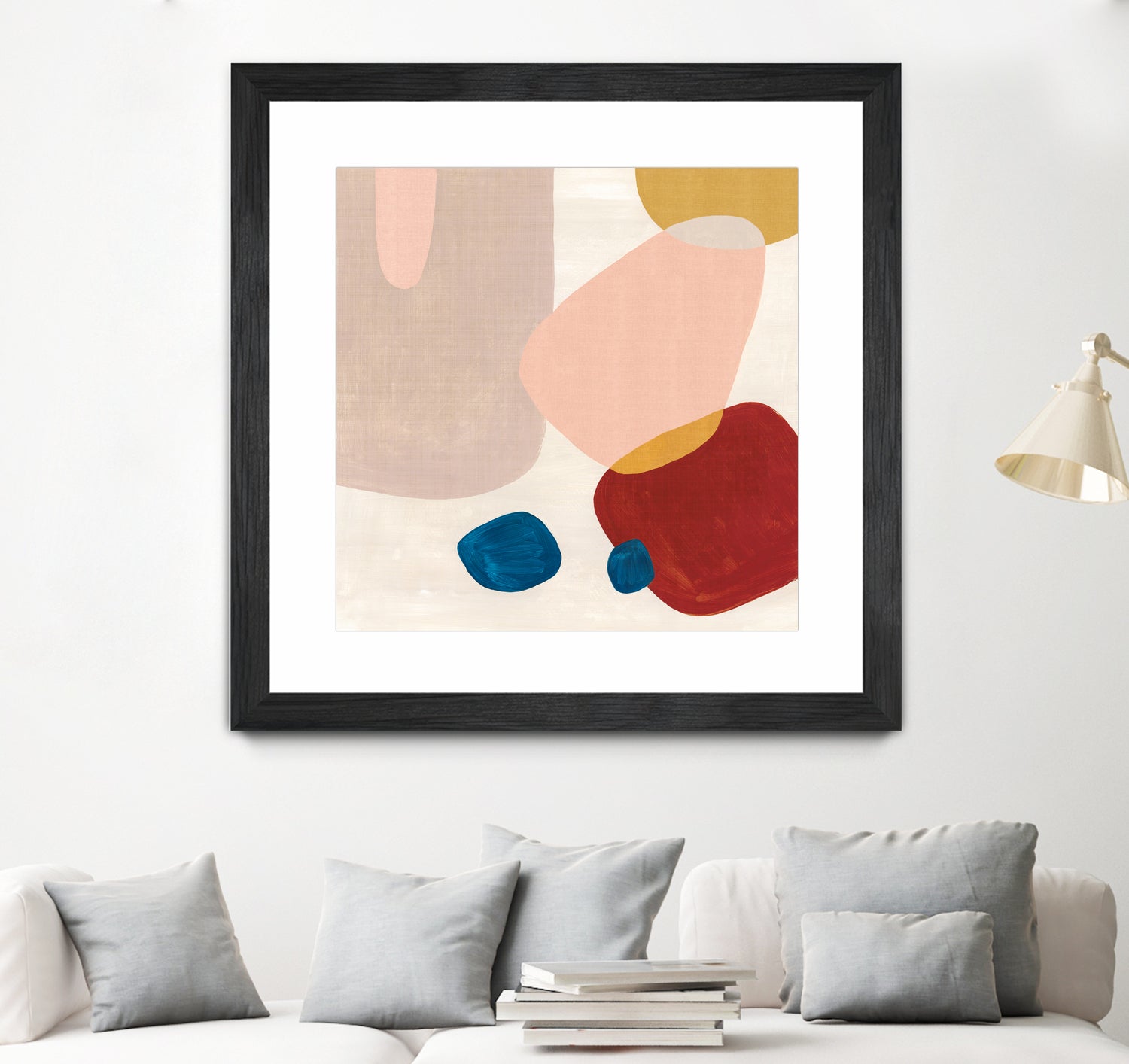Pink Pebbles III by Eva Watts on GIANT ART - blue  shapes 