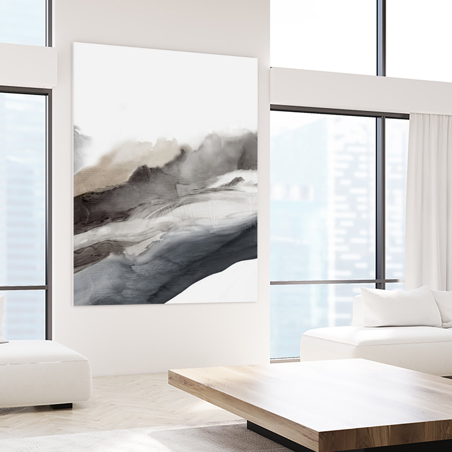 Serene Cascade II by PI Studio  on GIANT ART - beige abstract