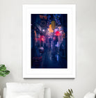 Tokyo Blue Rain by Javier on GIANT ART - night asia