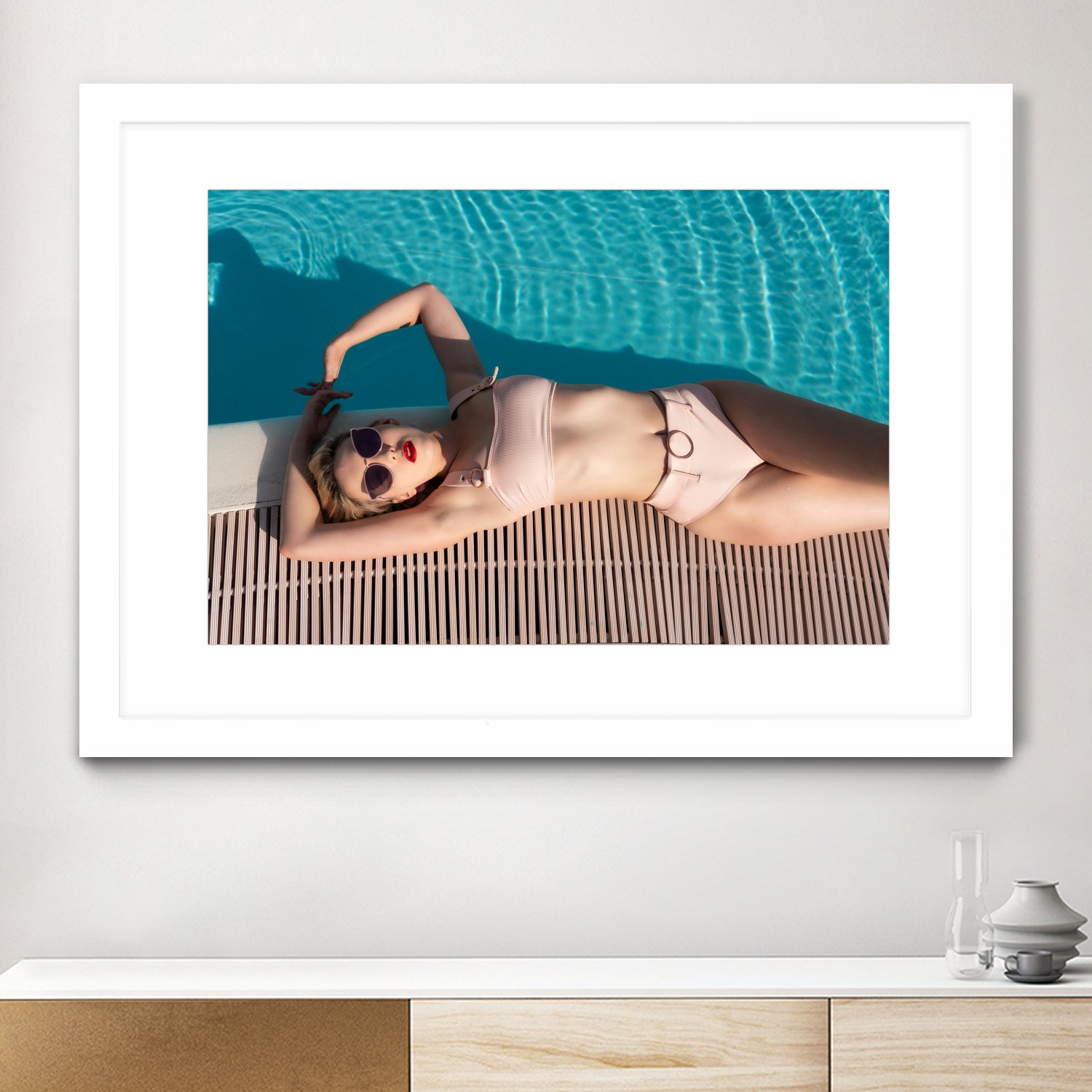 Poolside by Colin on GIANT ART - beige figurative sunbathing