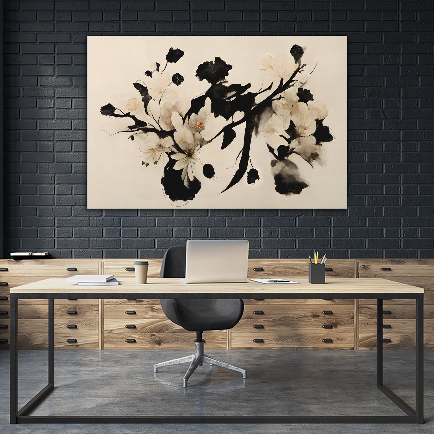 Cherry Blossom Branch by Treechild on GIANT ART - black  framed canvas