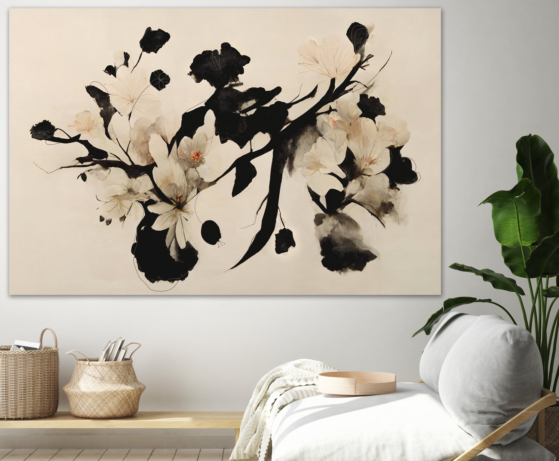 Cherry Blossom Branch by Treechild on GIANT ART - black  framed canvas