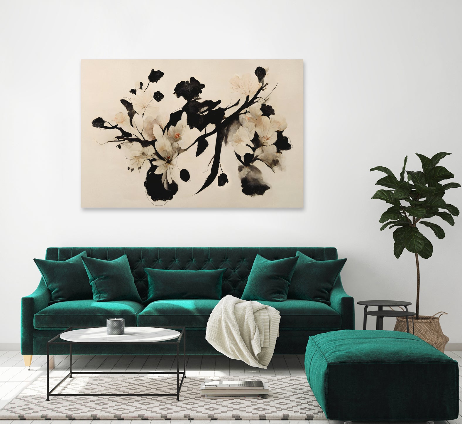 Cherry Blossom Branch by Treechild on GIANT ART - black  framed canvas