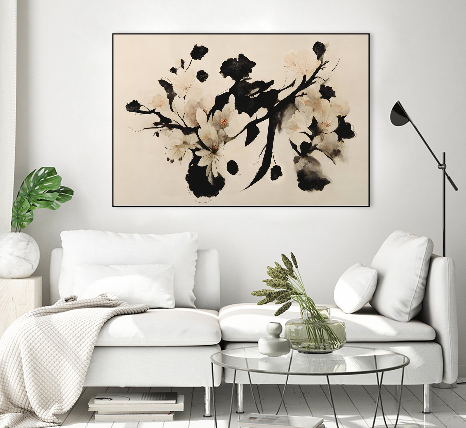 Cherry Blossom Branch by Treechild on GIANT ART - black  framed canvas