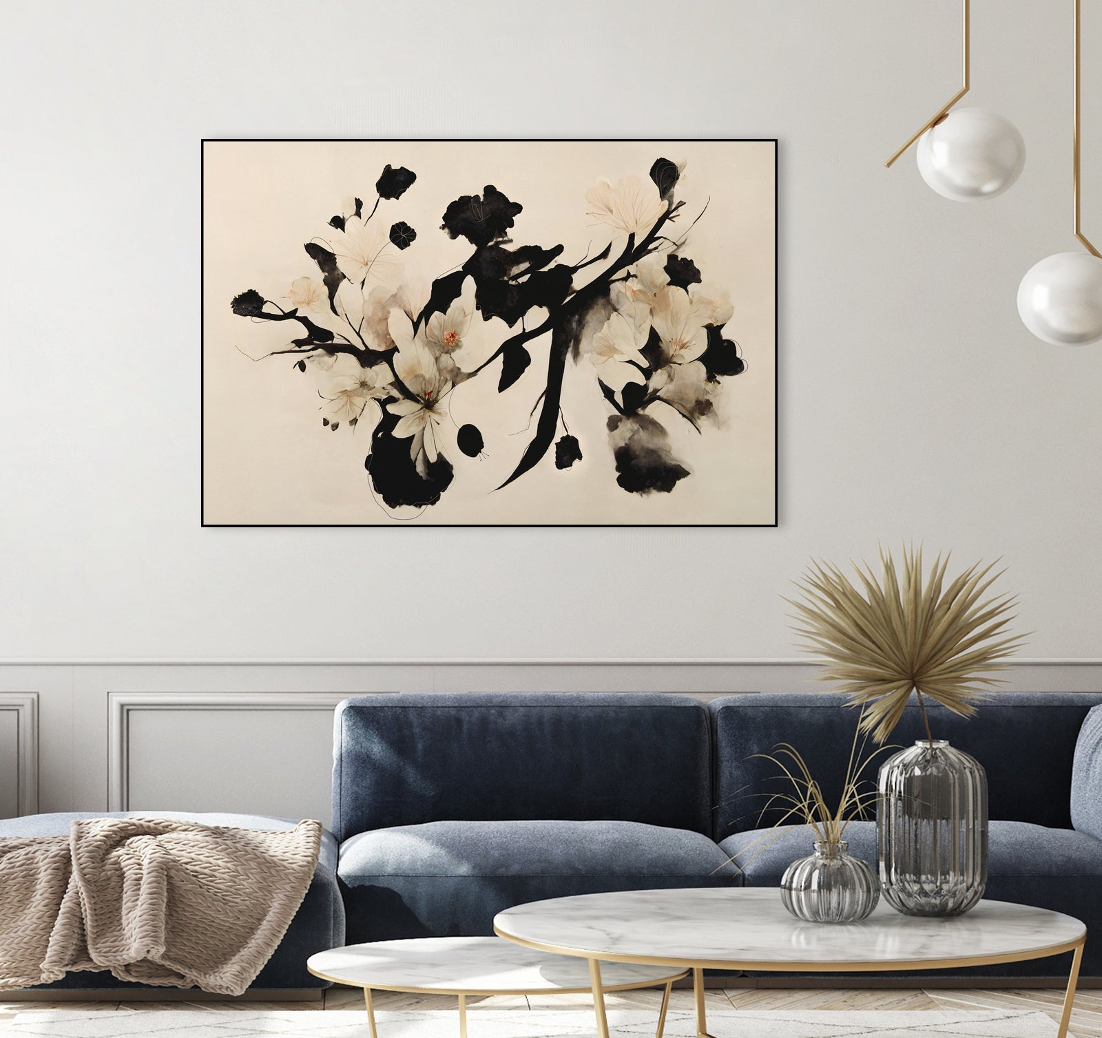Cherry Blossom Branch by Treechild on GIANT ART - black  framed canvas
