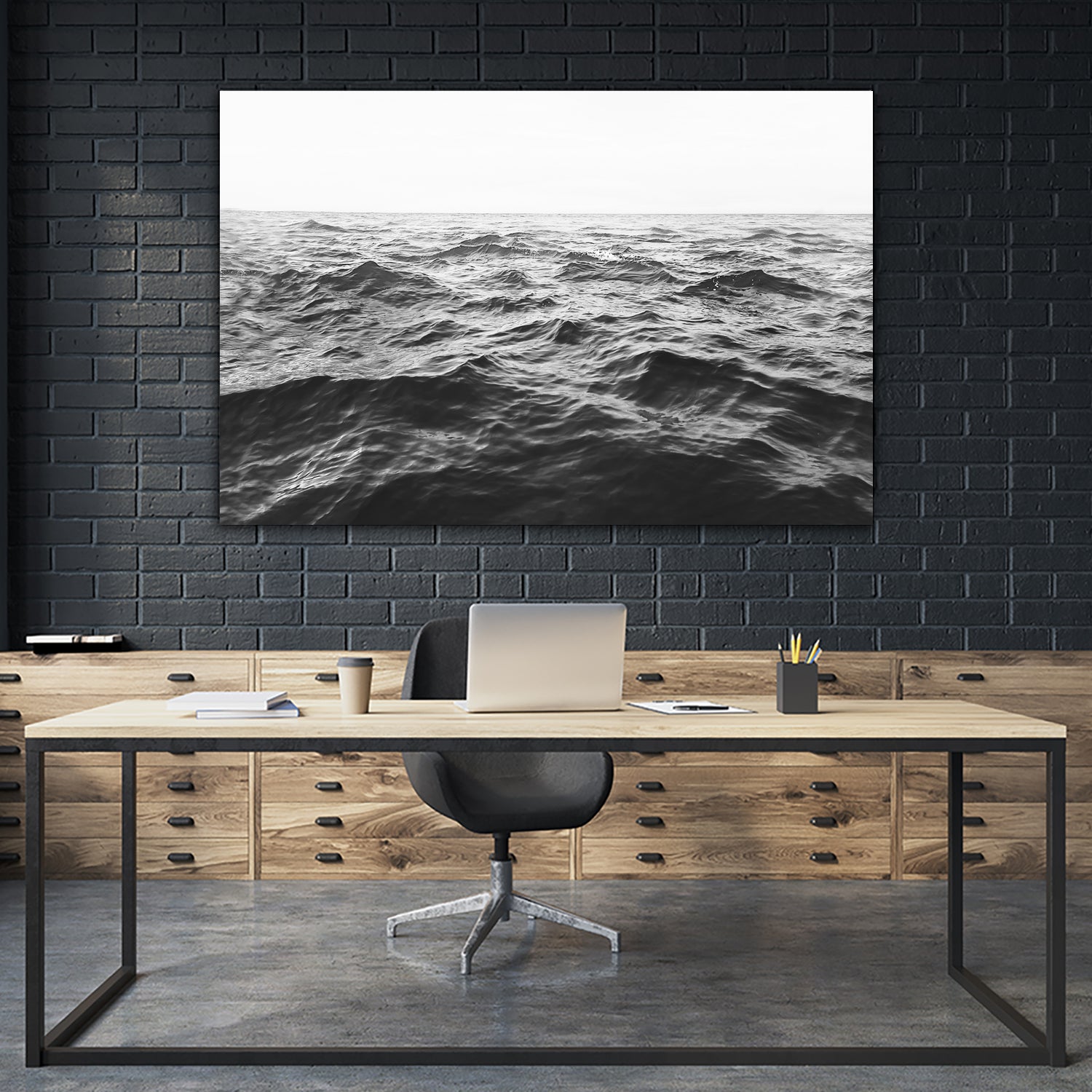 Wavy Horizon BW by Kathrin Pienaar on GIANT ART - landscape sea