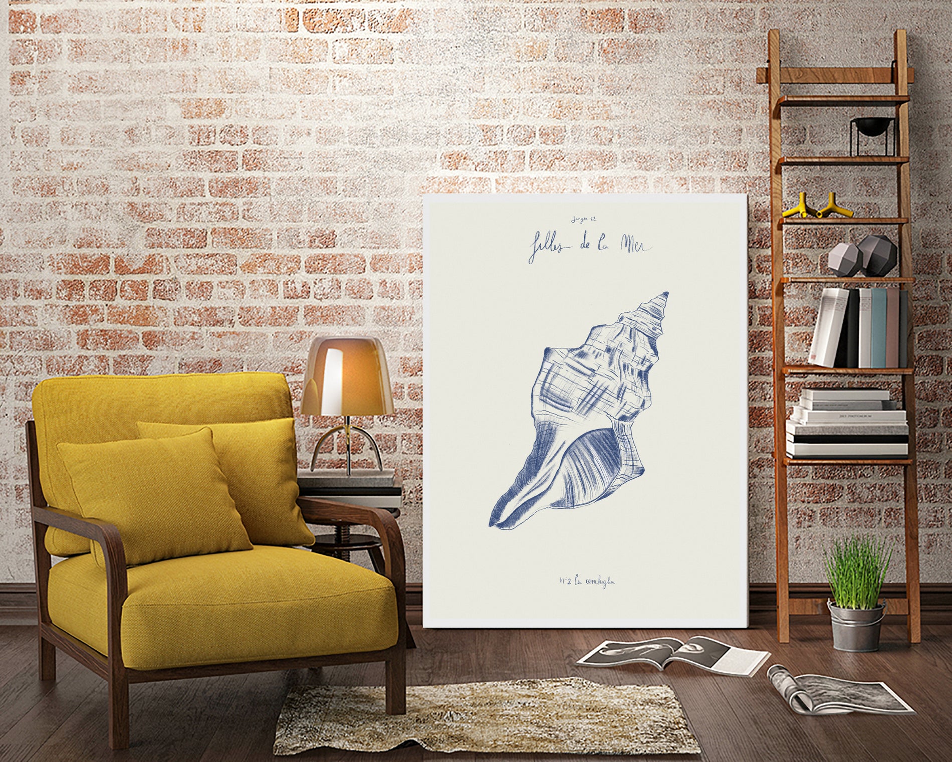 Filles de la mer n.2 - La conchiglia by Giulia Mora on GIANT ART - blue costal  mora
