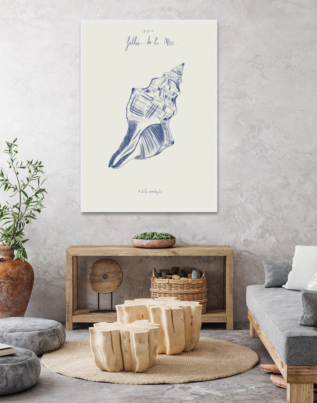 Filles de la mer n.2 - La conchiglia by Giulia Mora on GIANT ART - blue costal  mora