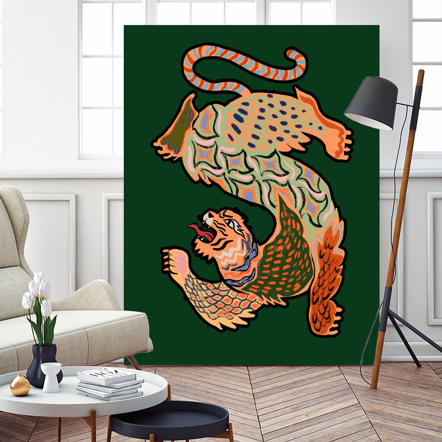 Asiantiger Green by Arty Guava on GIANT ART - illustration green background