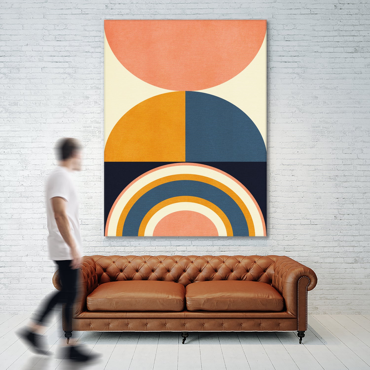 Rainbow Plus Shapes  Blue Mustard10 by Ana Rut Bre on GIANT ART - abstract abstract