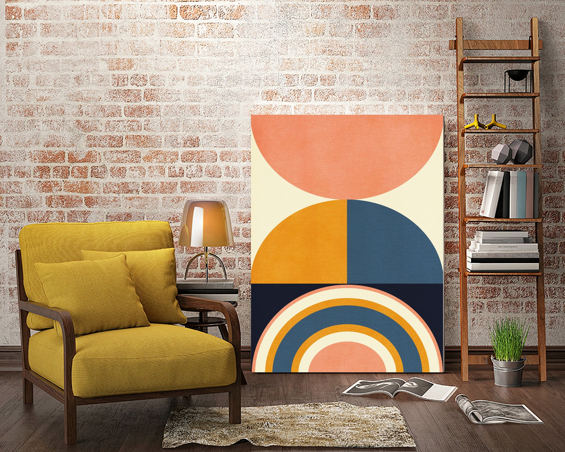 Rainbow Plus Shapes  Blue Mustard10 by Ana Rut Bre on GIANT ART - abstract abstract
