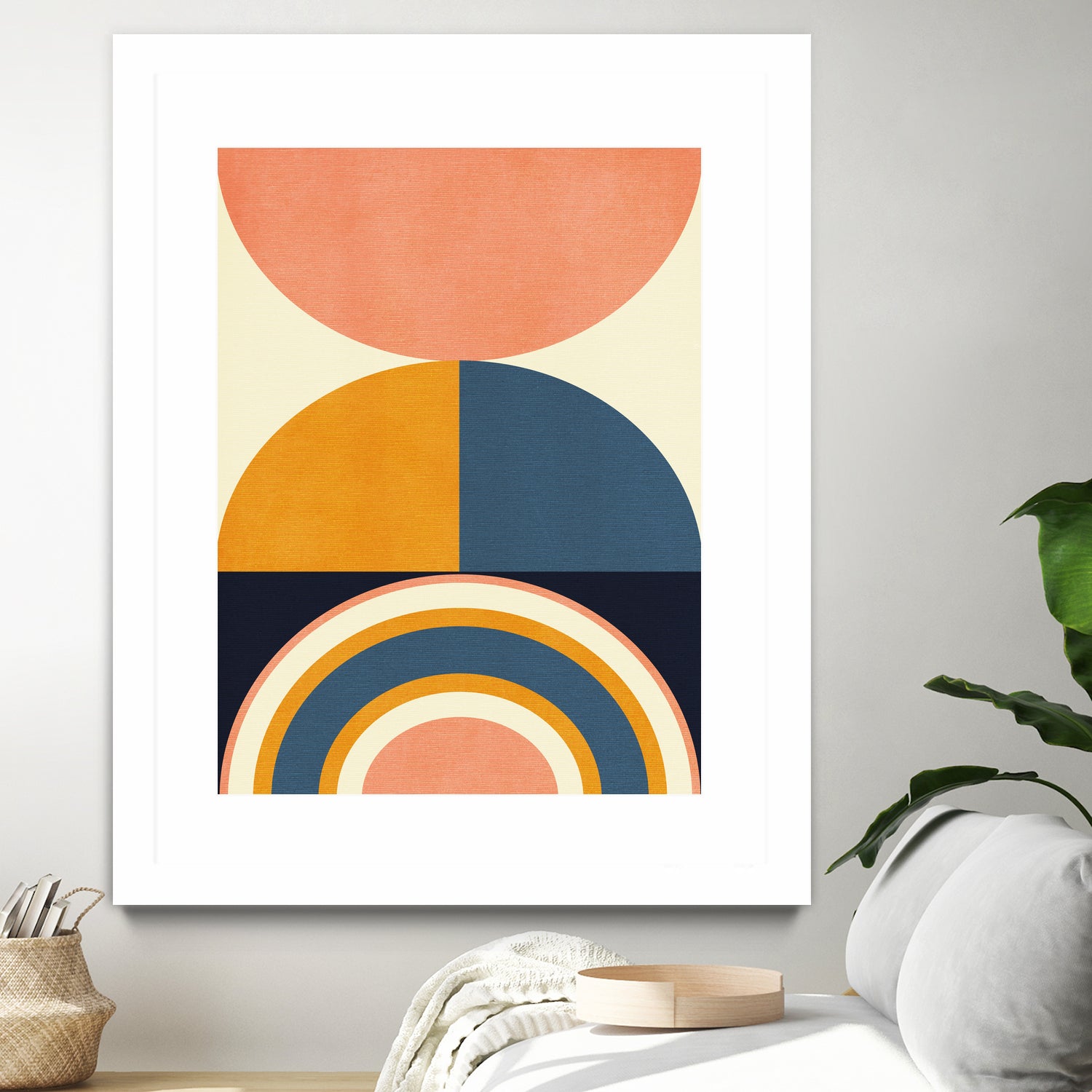 Rainbow Plus Shapes  Blue Mustard10 by Ana Rut Bre on GIANT ART - abstract abstract