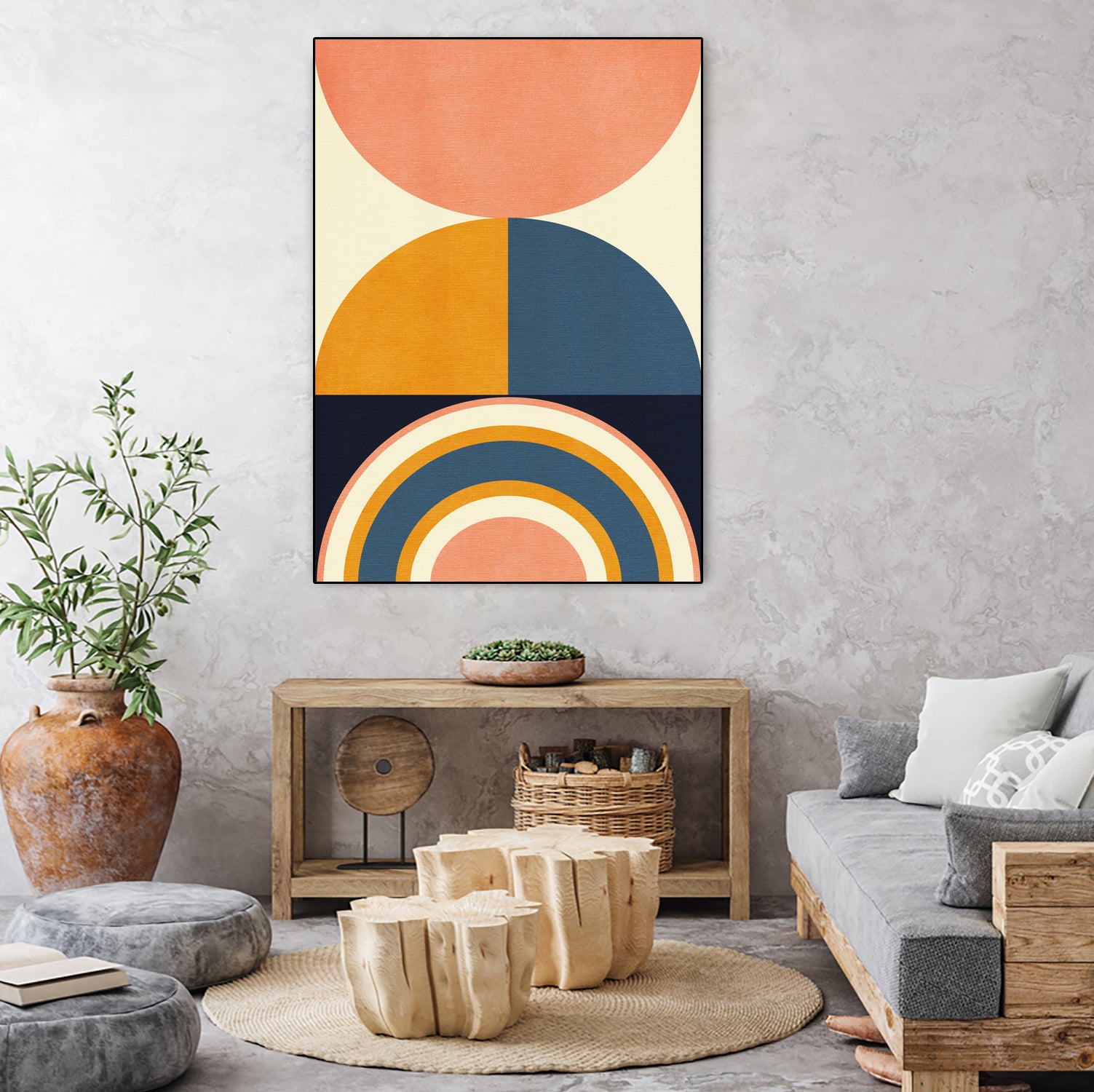 Rainbow Plus Shapes  Blue Mustard10 by Ana Rut Bre on GIANT ART - abstract abstract