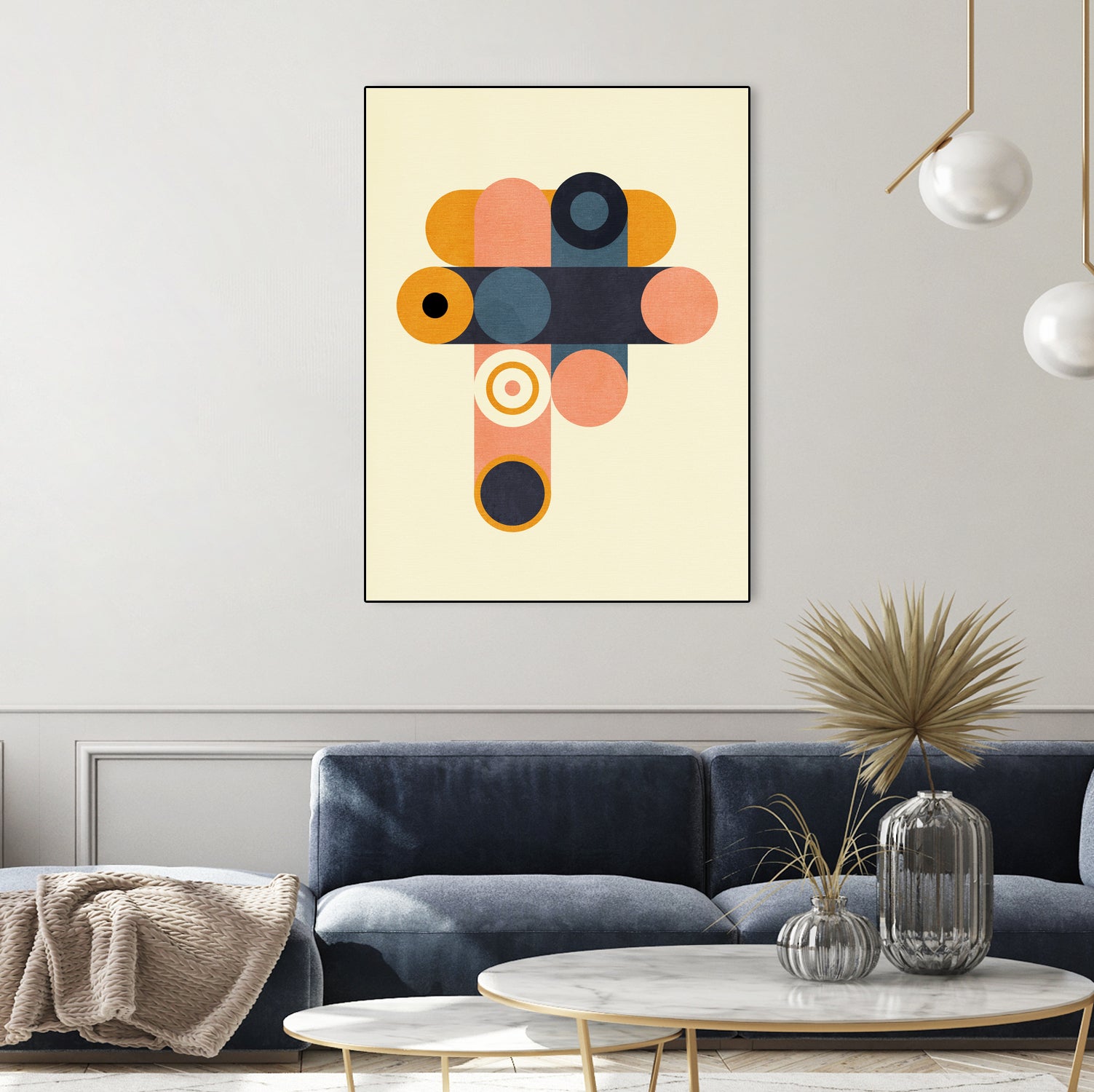 Rainbow Plus Shapes  Blue Mustard8 by Ana Rut Bre on GIANT ART - abstract abstract