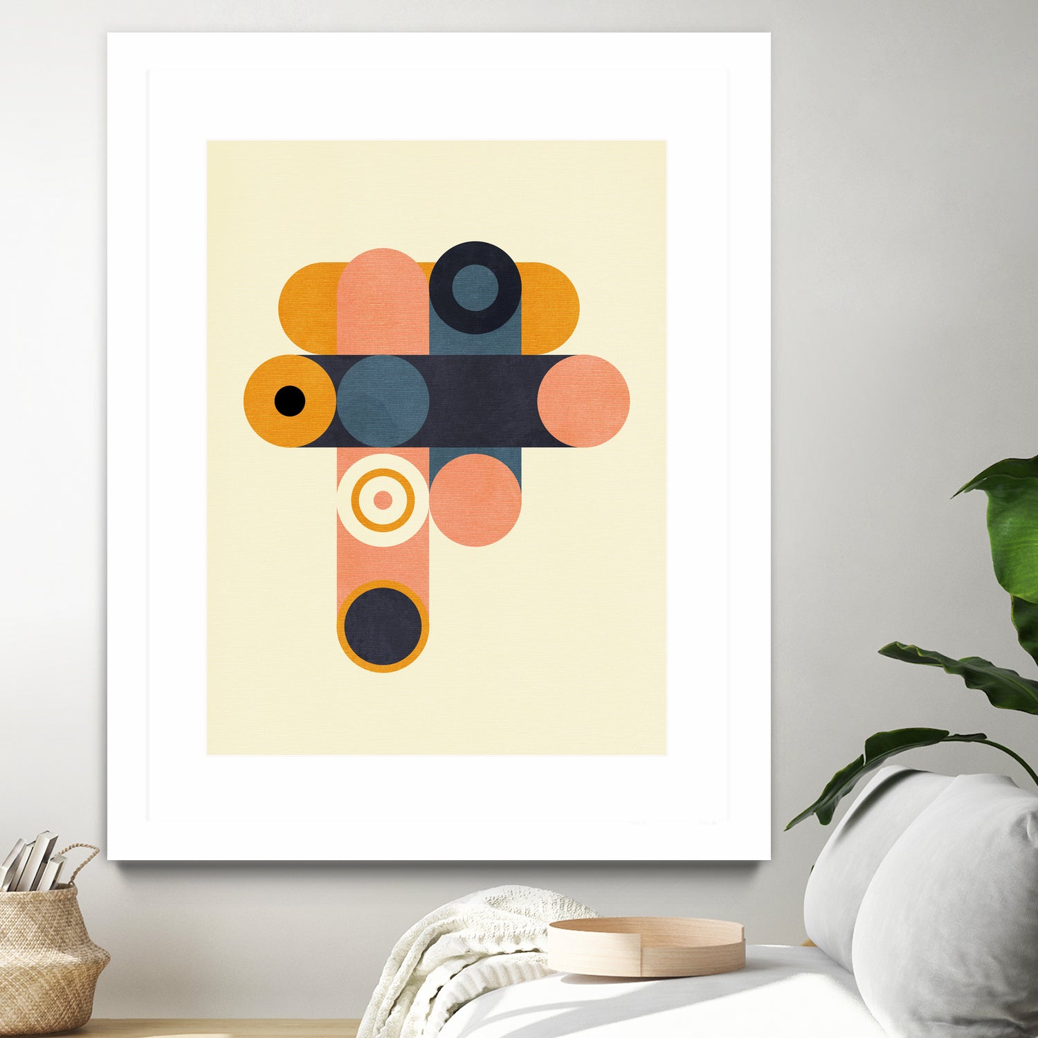 Rainbow Plus Shapes  Blue Mustard8 by Ana Rut Bre on GIANT ART - abstract abstract