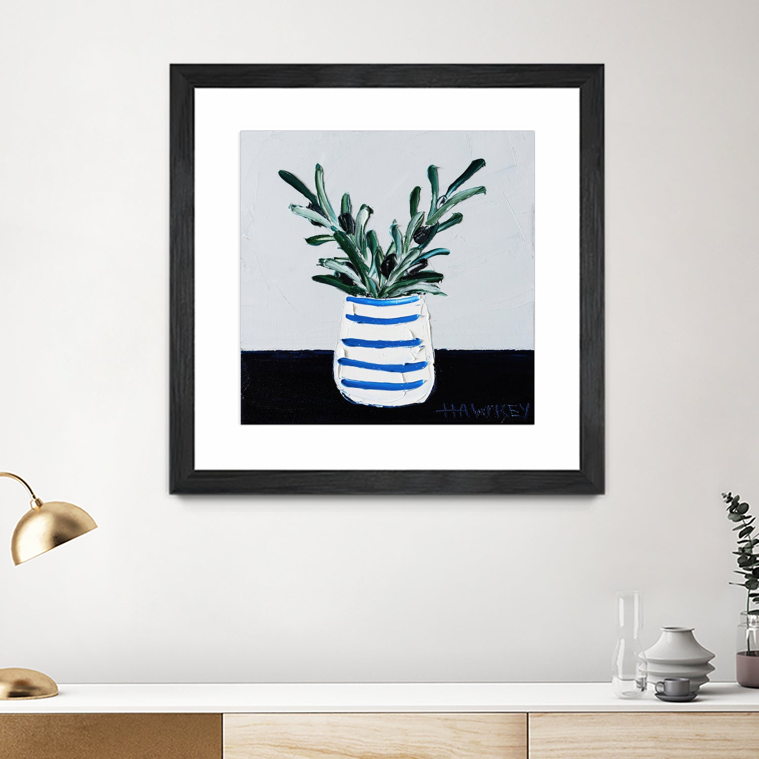 Navy Olive Master by Angela on GIANT ART - green illustration painterly