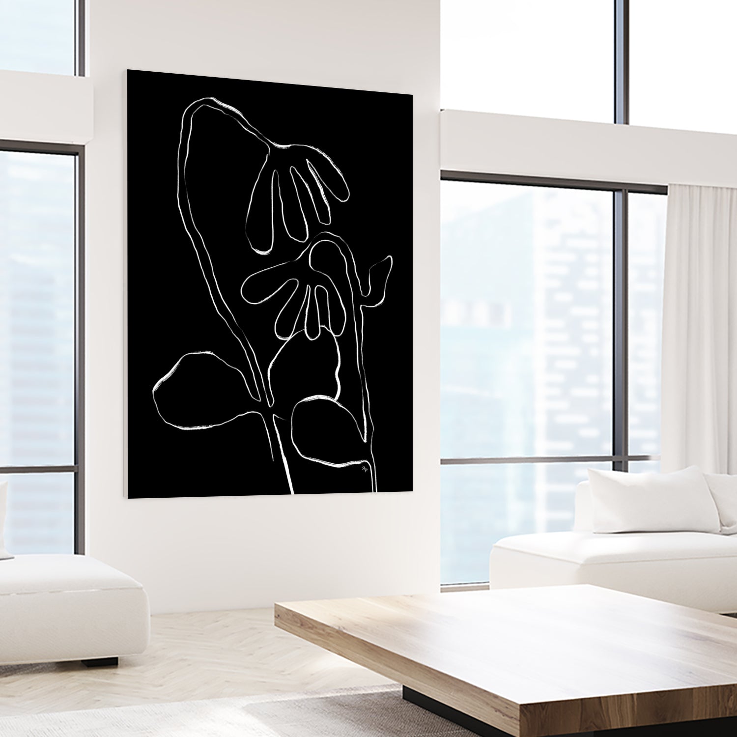 Flower and Leaves Sketch by Martina on GIANT ART - flowers and plants monochrome art