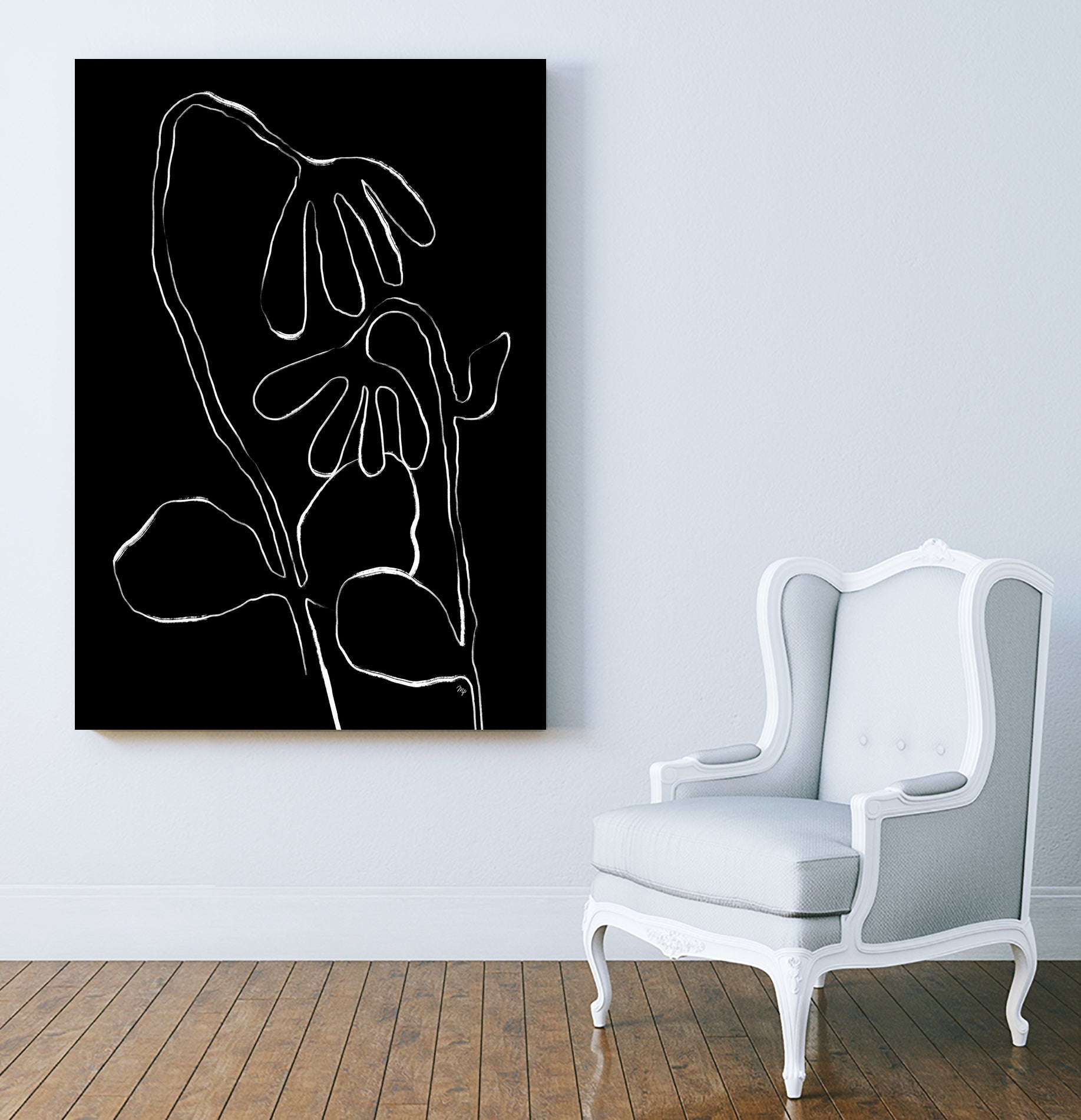 Flower and Leaves Sketch by Martina on GIANT ART - flowers and plants monochrome art