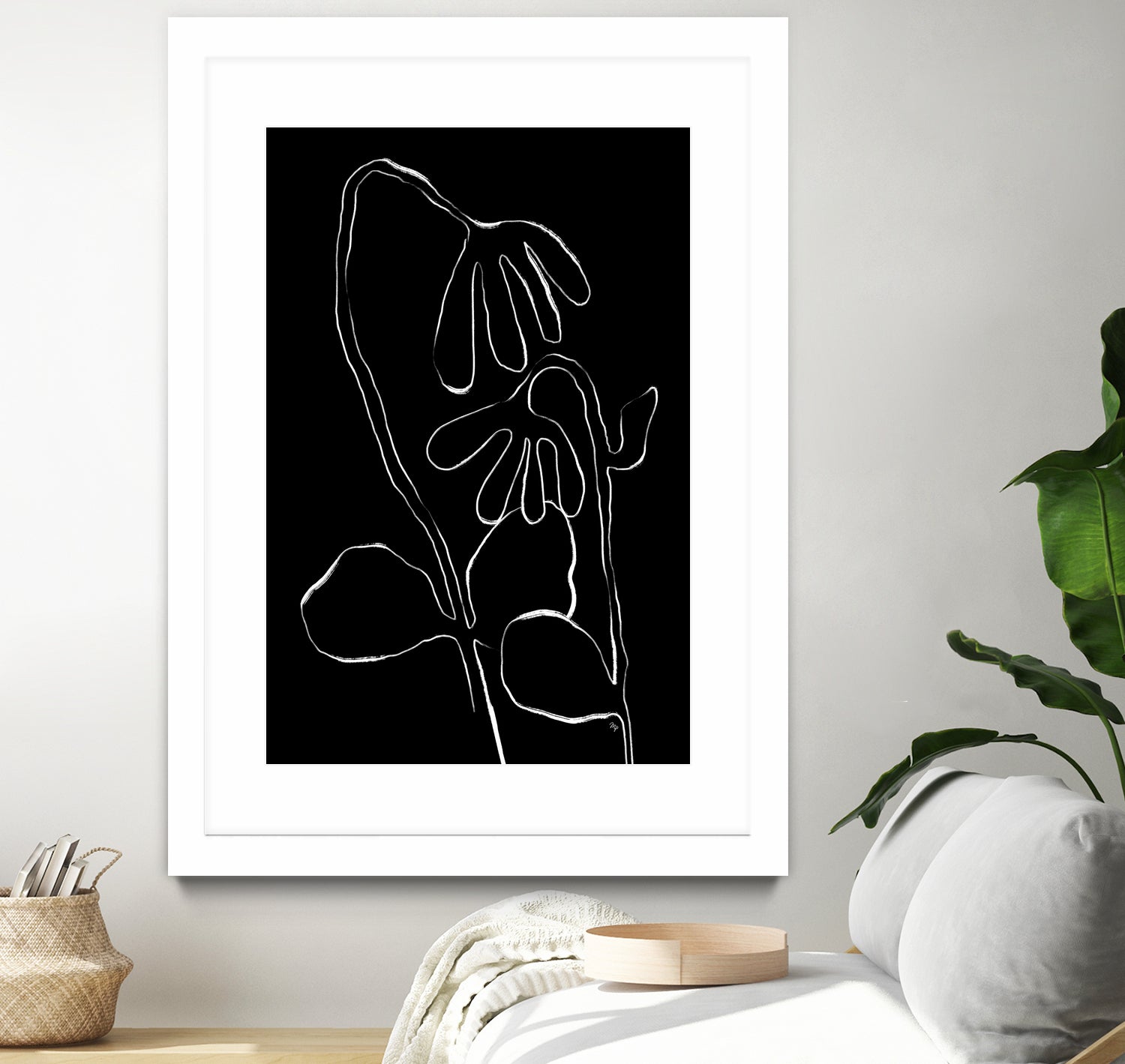 Flower and Leaves Sketch by Martina on GIANT ART - flowers and plants monochrome art
