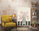 Pink Tulips In a Vase with Checkered Diamonds by Lucy Deaner  on GIANT ART -  flowers and plants