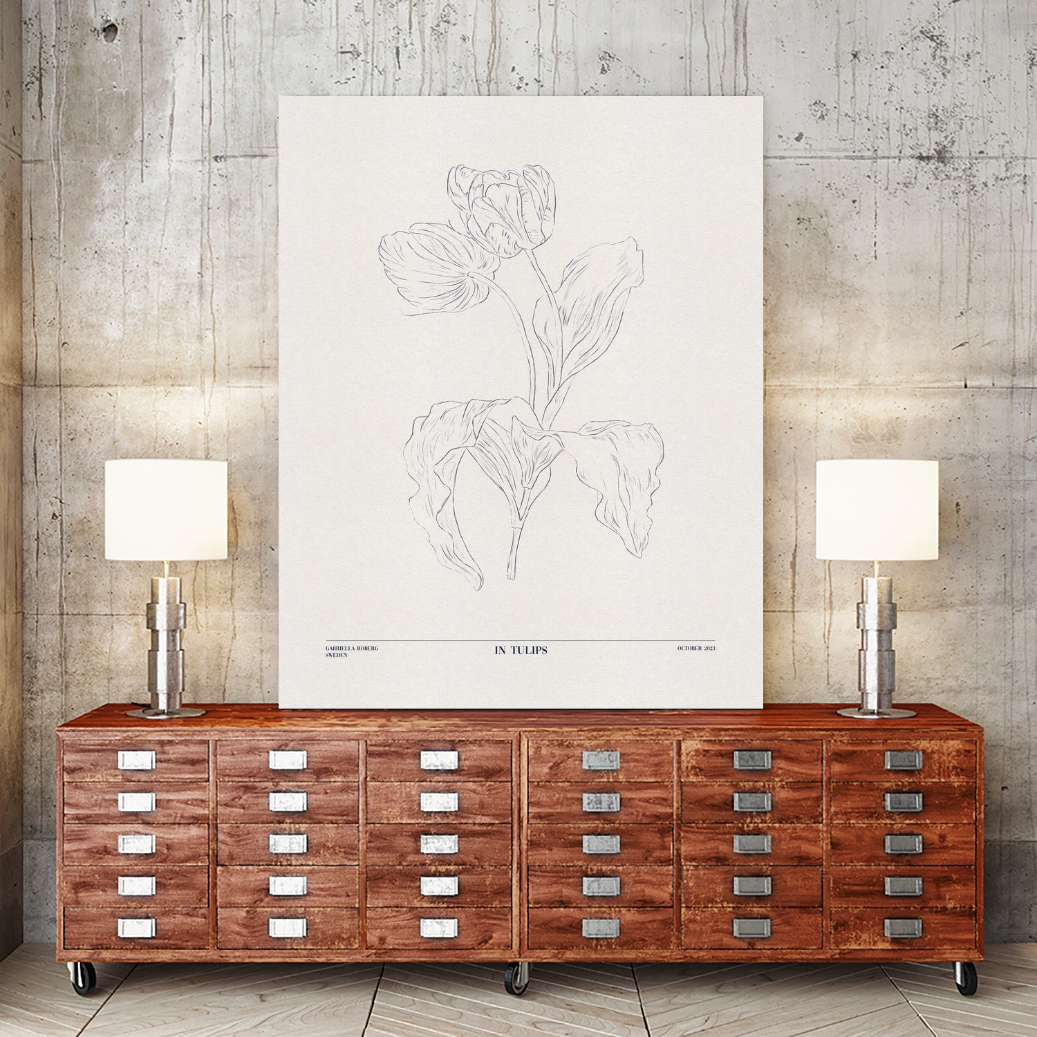 In Tulips (blue) by Gabriella Roberg on GIANT ART - line art gabriella roberg