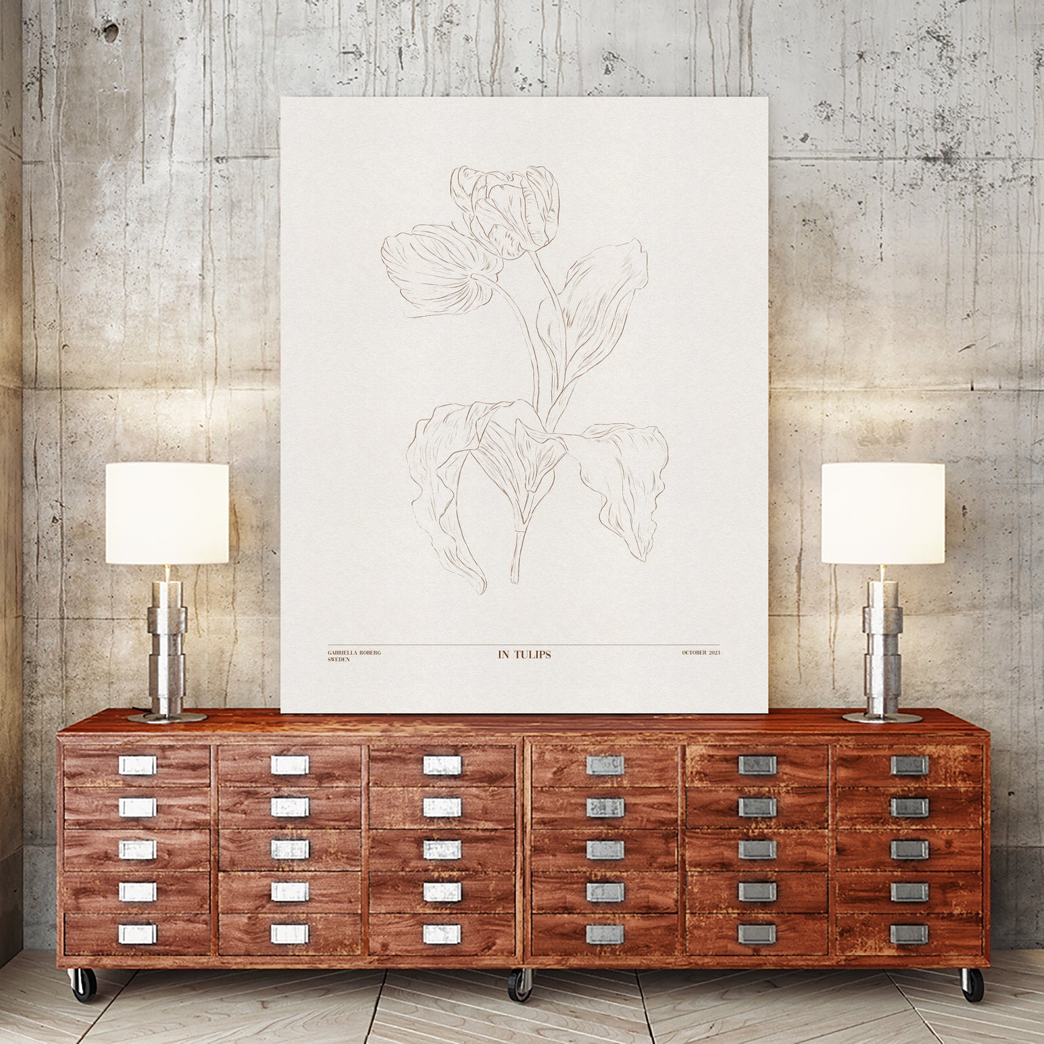 In Tulips (brown) by Gabriella Roberg on GIANT ART - line art gabriella roberg