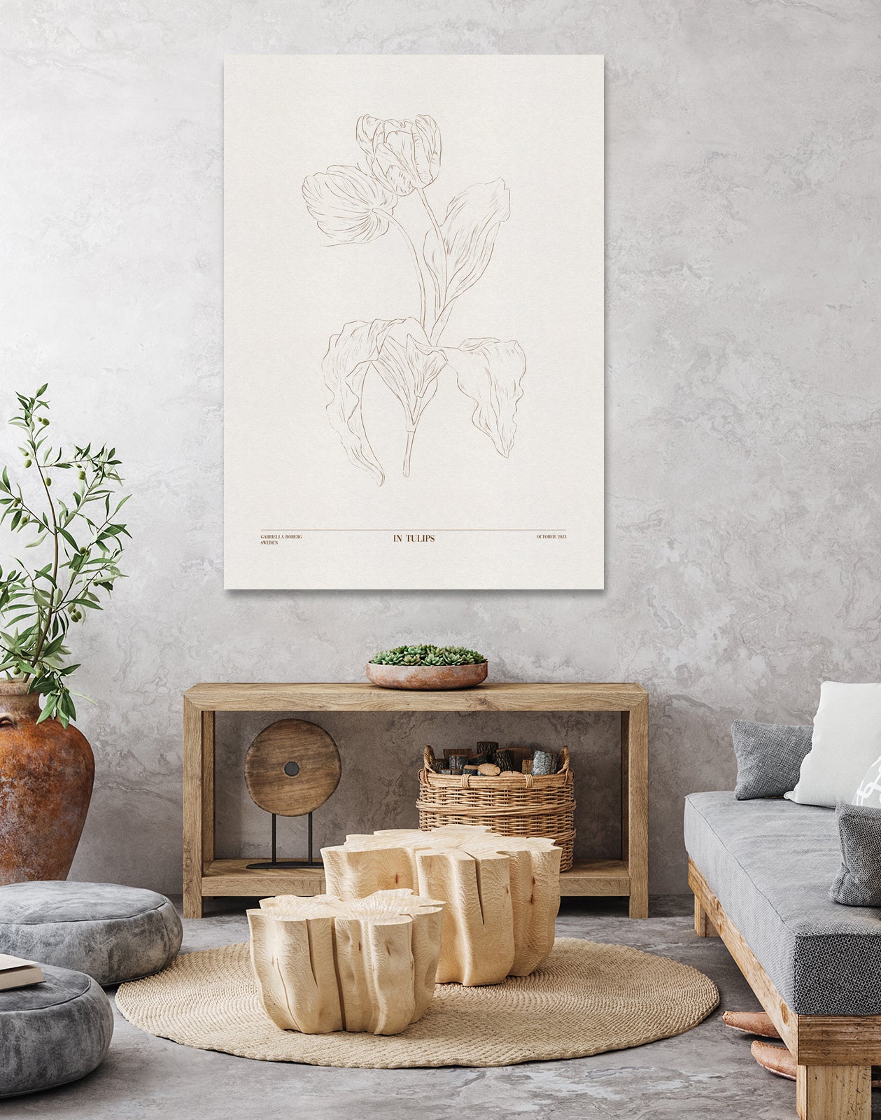 In Tulips (brown) by Gabriella Roberg on GIANT ART - line art gabriella roberg