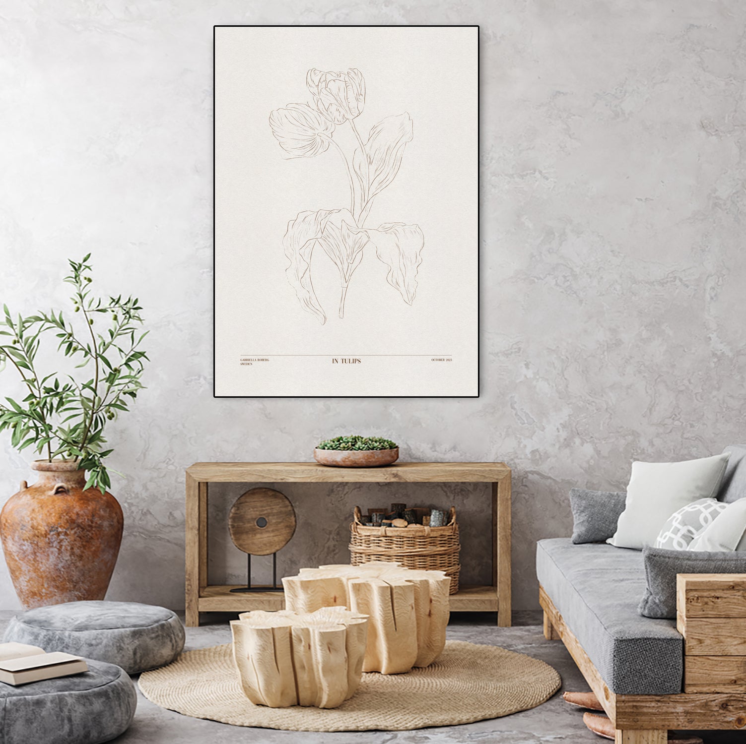 In Tulips (brown) by Gabriella Roberg on GIANT ART - line art gabriella roberg