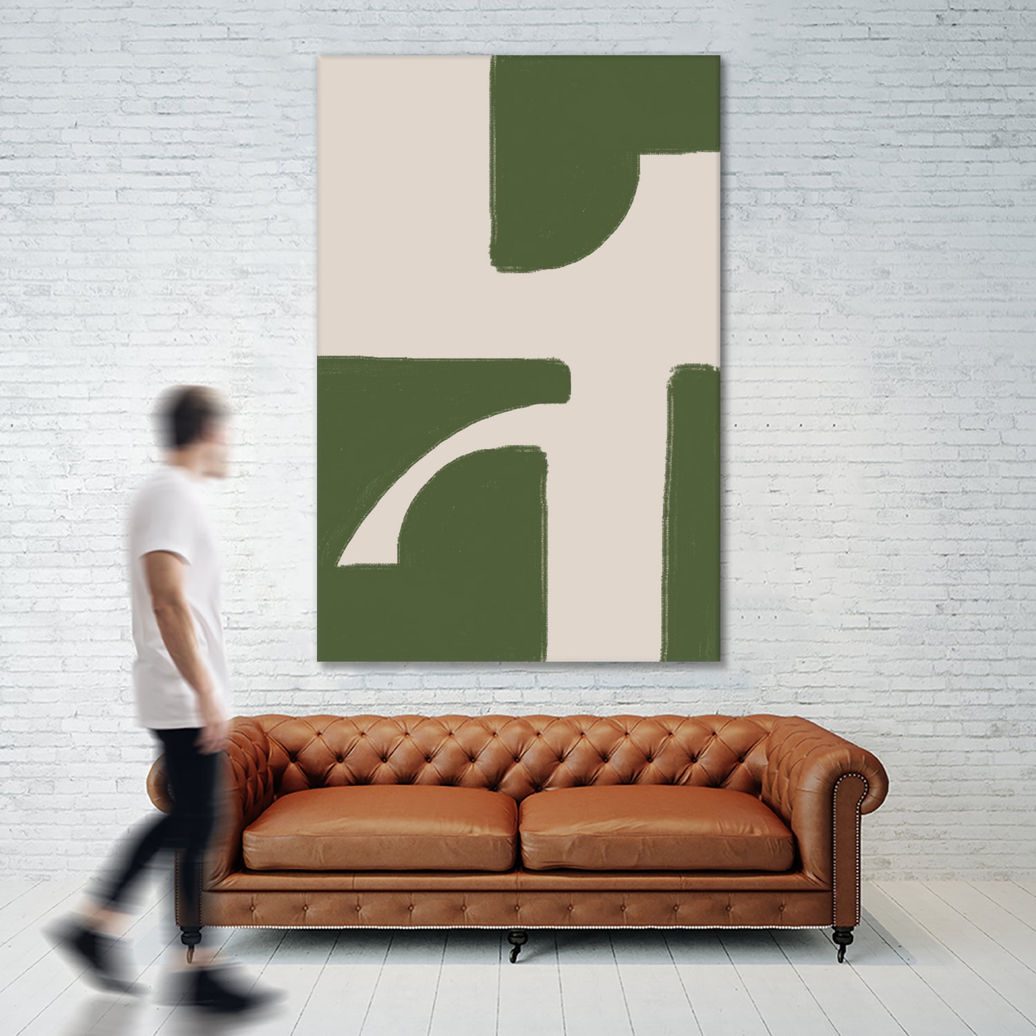 Green Beige Modern by THE on GIANT ART - illustration drawing