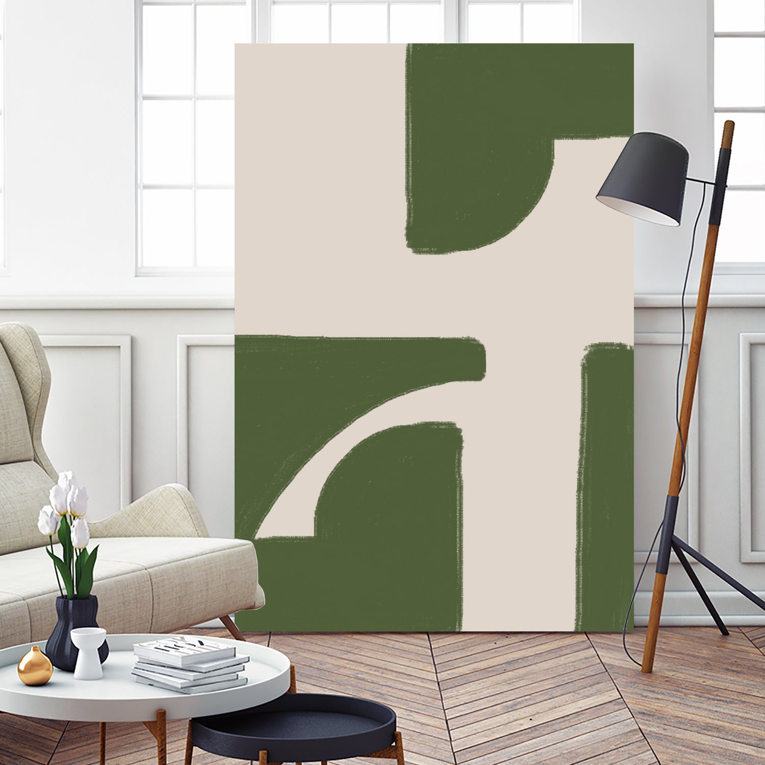 Green Beige Modern by THE on GIANT ART - illustration drawing