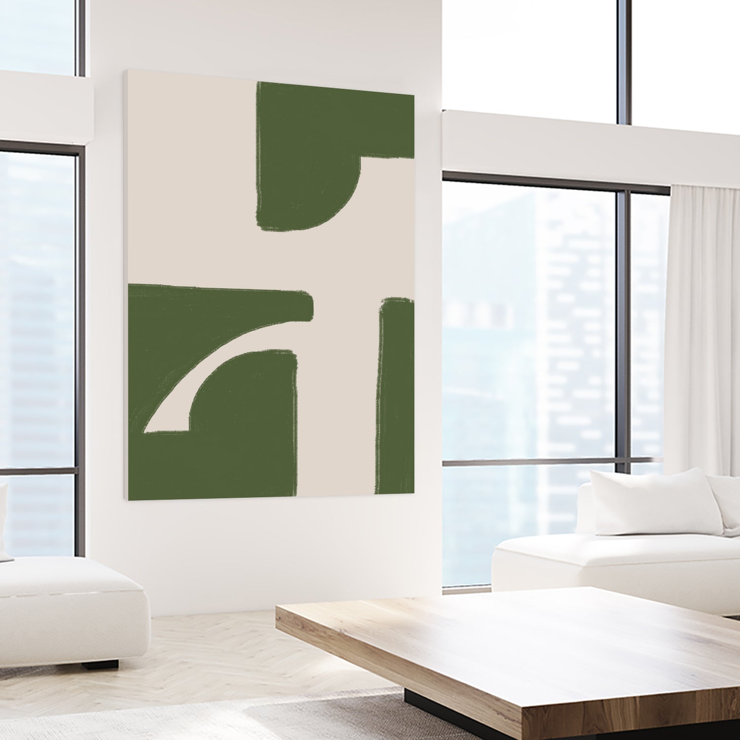 Green Beige Modern by THE on GIANT ART - illustration drawing