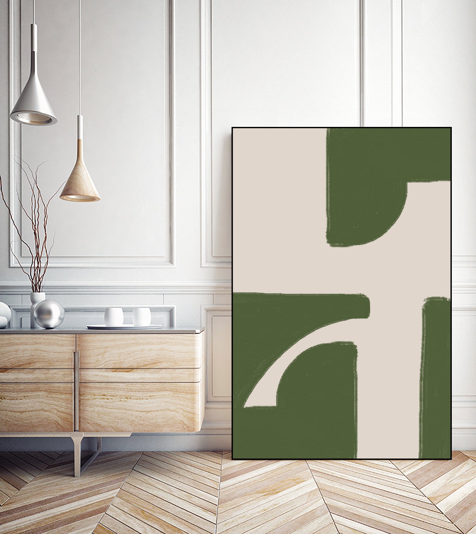 Green Beige Modern by THE on GIANT ART - illustration drawing