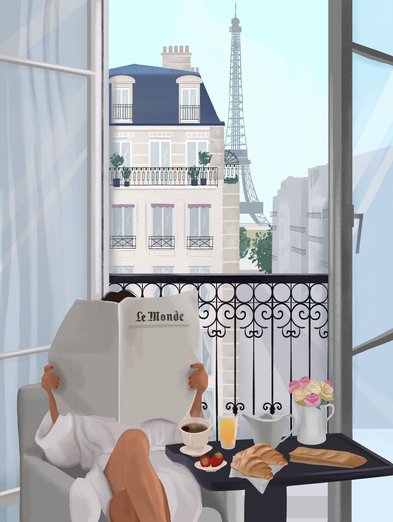 Paris Balcony by Petra Lizde on GIANT ART - illustration  paris 