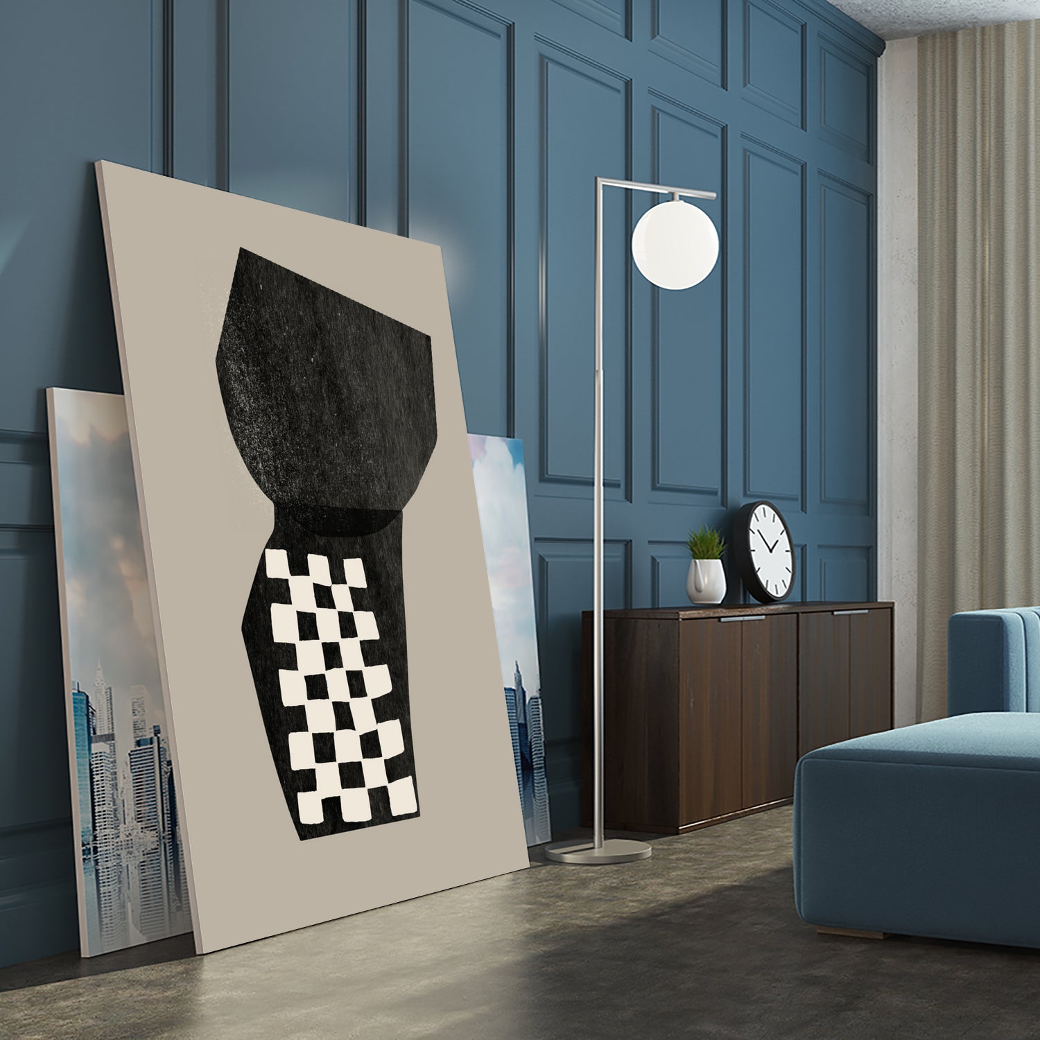 Checkered Abstraction by MIUUS STUDIO on GIANT ART - black shapes 