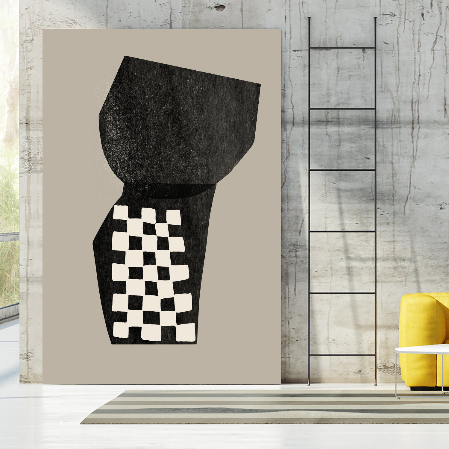 Checkered Abstraction by MIUUS STUDIO on GIANT ART - black shapes 
