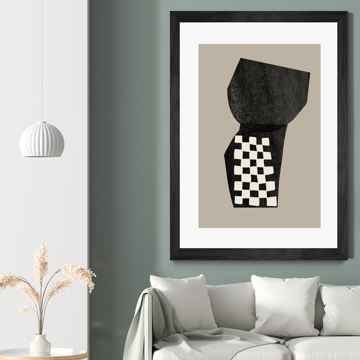 Checkered Abstraction by MIUUS STUDIO on GIANT ART - black shapes 